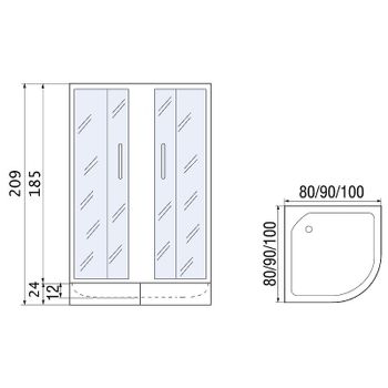 Душевой уголок River Don XL 90x90 MT 10000008317 с поддоном — фото 7, Душевые уголки четверть круга