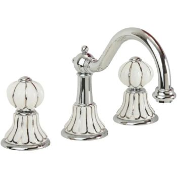 Смеситель для раковины Migliore Olivia 19015 Хром Белый с декором Платина — фото 1, Смесители для раковины