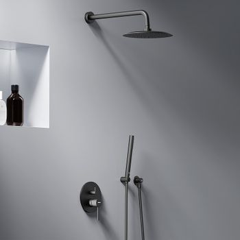 Душевая система Damixa Scandinavian Pure 936520300 Черная матовая — фото 8, Встраиваемые душевые комплекты