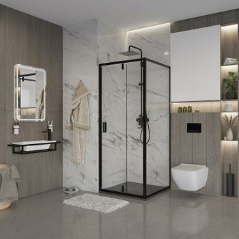 Душевая дверь Niagara Nova 80 NG-83-8AB профиль Черный стекло прозрачное — фото 3, Распашные душевые двери