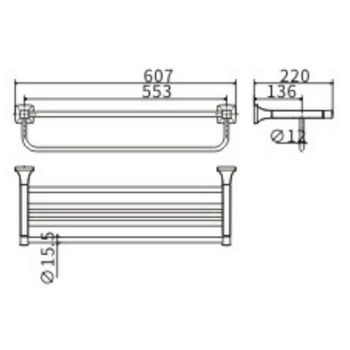 Полка для полотенец CeramaLux Domino 95410 Хром — фото 2, Полки для полотенец