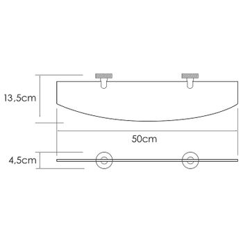 Стеклянная полка WasserKRAFT Tauber K-64424 Никель — фото 6, Полки для ванной и душа