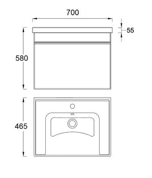 Тумба под раковину Veedi Novel 70 NVL700T-DR подвесная Белая — фото 2, Тумбы под раковину