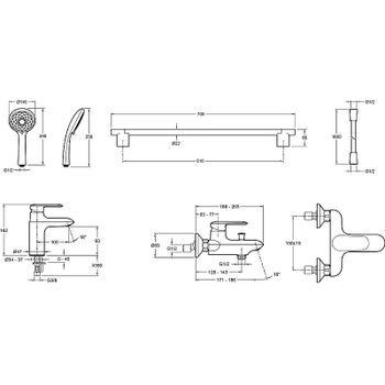 Комплект смесителей Jacob Delafon Kumin E99900RU-CP Хром — фото 9, Готовые комплекты для ванной комнаты