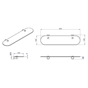 Стеклянная полка Azario Forny AZ-88303 Хром — фото 2, Полки для ванной и душа