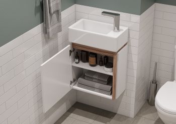 Тумба под раковину Aquaton Эклипс М 45 L 1A172801EK49L подвесная Белый Эбони светлый — фото 5, Тумбы под раковину