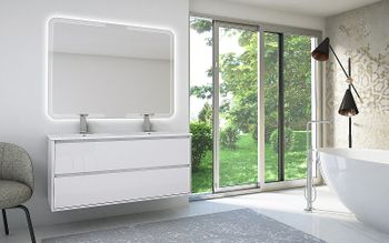 Тумба под раковину Cezares Glass 120 41809 подвесная Bianco Lucido — фото 2, Тумбы под раковину