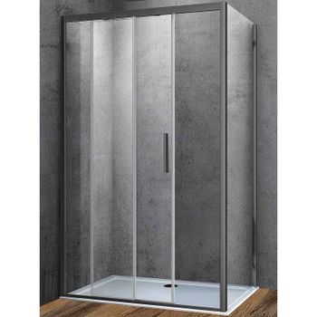 Душевой уголок Vincea Soft 110x90 VSR-3SO9011CLGM профиль Вороненая сталь стекло прозрачное — фото 1, Прямоугольные душевые уголки