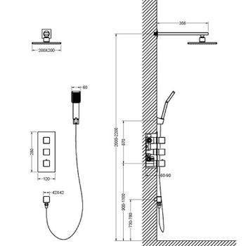 Душевая система Timo Tetra-thermo SX-0179/17SM с термостатом Золото матовое — фото 2, Встраиваемые душевые комплекты