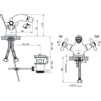 Смеситель для биде Cezares Retro-C-BS1-01 Хром — фото 2, Смесители для биде