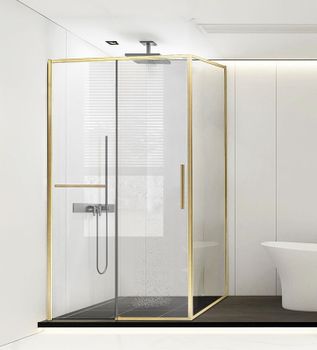 Душевой уголок Vincea Slim Soft 150x90 VSR-1SS9015CLG профиль Брашированное золото стекло прозрачное — фото 2, Прямоугольные душевые уголки
