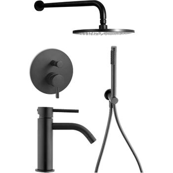 Комплект смесителей Paffoni Light KITLIG015NO071 Черный матовый — фото 1, Готовые комплекты для ванной комнаты