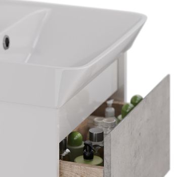 Тумба под раковину Lemark Combi 50 LM03C50T-Beton подвесная Бетон Белый глянец — фото 4, Тумбы под раковину