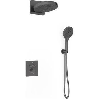 Душевая система Vincea Inspire VSFW-3I21MT1GM с термостатом Вороненая сталь — фото 1, Встраиваемые душевые комплекты