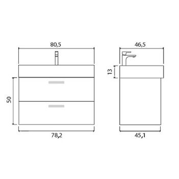 Тумба под раковину Creto Tivoli 80 8-1377S подвесная Soft — фото 4, Тумбы под раковину