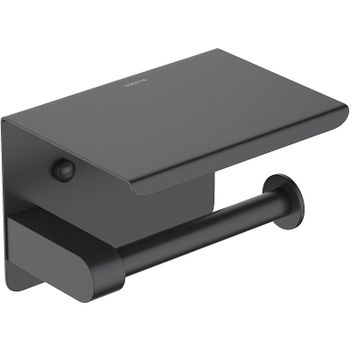 Держатель туалетной бумаги Aquatek Европа AQ4939MB с полкой Черный матовый — фото 1, Держатели туалетной бумаги