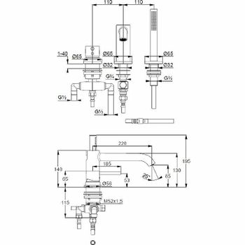 Смеситель на борт ванны Kludi Bozz 384480576 Хром — фото 2, Смесители на борт ванны