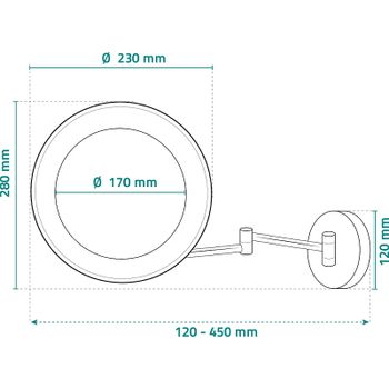Косметическое зеркало Ridder Jasmin О3203100 с подсветкой с увеличением Хром — фото 5, Косметические зеркала