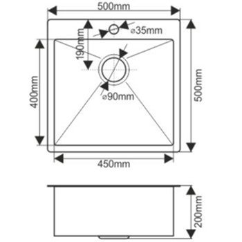 Кухонная мойка Fabia 50х50 50503 Сатин — фото 5, Кухонные мойки