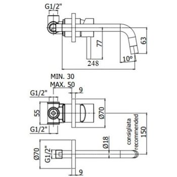 Смеситель для раковины Paffoni Light LIG007HG70 Золото медовое — фото 2, Смесители для раковины