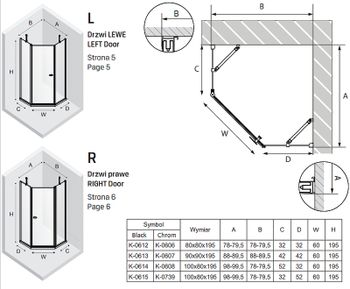 Душевой уголок New Trendy New Soleo Black 100х80 R K-0615 профиль Черный стекло прозрачное — фото 8, Душевые уголки трапеция