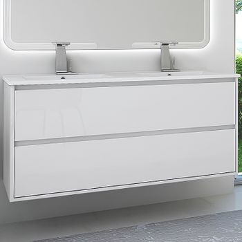 Тумба под раковину Cezares Glass 120 41809 подвесная Bianco Lucido — фото 1, Тумбы под раковину