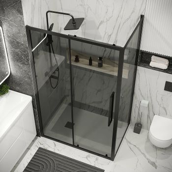 Душевая стенка Grossman Cosmo 80 200.K33.02.80.21.10 профиль Черный матовый стекло тонированное — фото 3, Боковые стенки