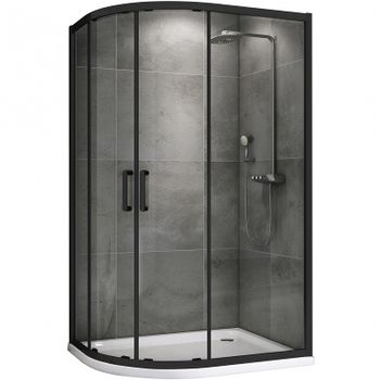 Душевой уголок Abber Schwarzer Diamant 110x90 AG01119B профиль Черный стекло прозрачное — фото 1, Асимметричные душевые уголки