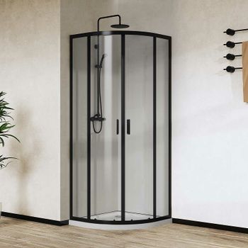 Душевой уголок Vincea City 90x90 VSQ-5CT900CLB профиль Черный матовый стекло прозрачное — фото 1, Душевые уголки четверть круга