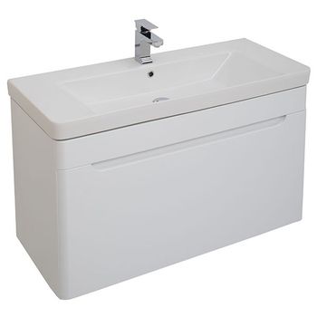 Тумба с раковиной Aquanet София 105 212588 подвесная Белый глянец — фото 1, Тумбы с раковиной