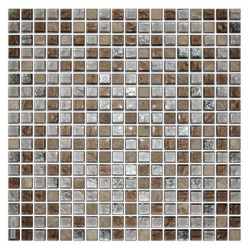 Мозаика Orro Mosaic Glasstone Colonial Brown 4 мм. стекло+камень 30х30 см — фото 1, Мозаика