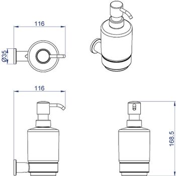 Дозатор для жидкого мыла Azario Forny AZ-88312 Хром — фото 2, Дозаторы