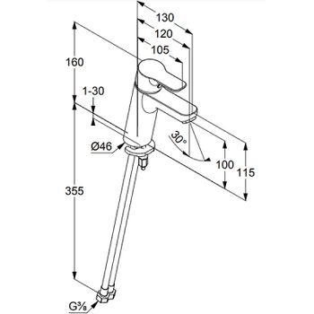 Смеситель для раковины Kludi Pure Easy XL 372929165 Белый Хром — фото 3, Смесители для раковины
