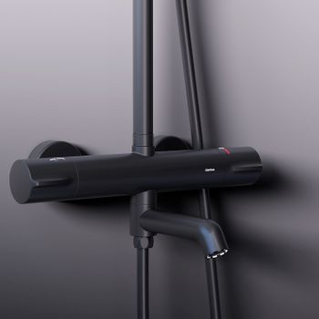 Душевая система Damixa Scandinavian Pure 936810300 с термостатом Черная матовая — фото 4, Душевые стойки