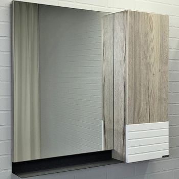 Зеркальный шкаф Comforty Страсбург 90 00-00006573 Дуб дымчатый — фото 1, Зеркальные шкафы в ванную