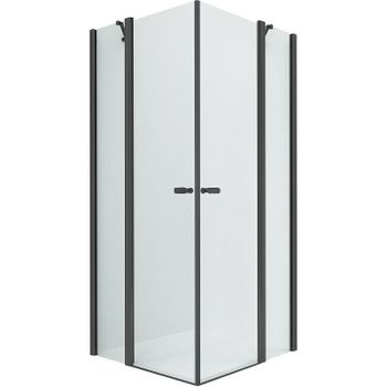 Душевой уголок New Trendy New Soleo Black 100х100 K-0556 профиль Черный стекло прозрачное — фото 1, Квадратные душевые уголки