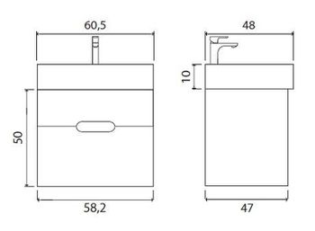 Тумба под раковину Creto Malibu 60 7-1077CS подвесная Chocolate Soft — фото 4, Тумбы под раковину