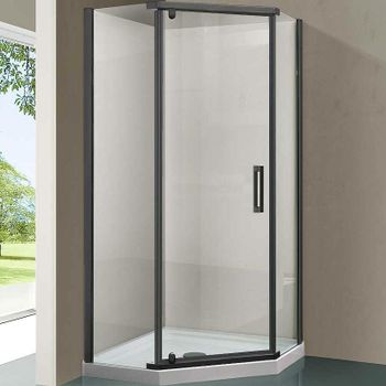 Душевой уголок Vincea Stresa 90x90 VSP-1S900CLGM профиль Вороненая сталь стекло прозрачное — фото 1, Душевые уголки трапеция