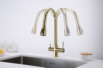 Смеситель для кухни Paulmark Lange La214212-G Золото — фото 5, Смесители для кухни