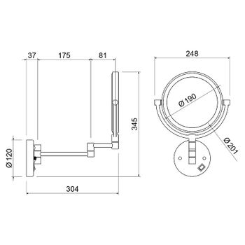 Косметическое зеркало Timo Saona 13376/03 с увеличением с подсветкой Черное — фото 2, Косметические зеркала