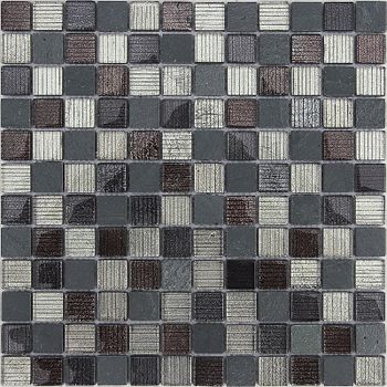 Мозаика Caramelle mosaic Naturelle 8 мм Alcantara Nero 29,8x29,8 см — фото 1, Мозаика
