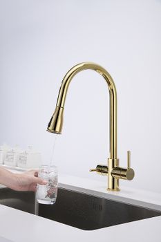 Смеситель для кухни Paulmark Lange La214212-G Золото — фото 7, Смесители для кухни