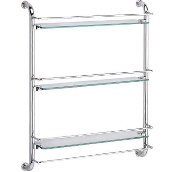 Стеклянная полка WasserKRAFT K-2033 Хром — фото 1, Полки для ванной и душа