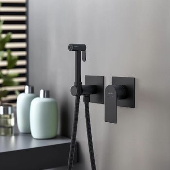 Гигиенический душ со смесителем Aquatek Лира AQ1420MB Черный матовый — фото 3, Гигиенические души