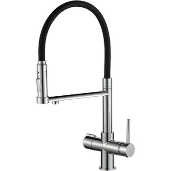 Смеситель для кухни ZorG Steel Hammer SH 2003 CR Хром Черный — фото 1, Смесители для кухни