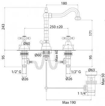 Смеситель для раковины Cezares Golf GOLF-BLS2-02 Бронза — фото 2, Смесители для раковины