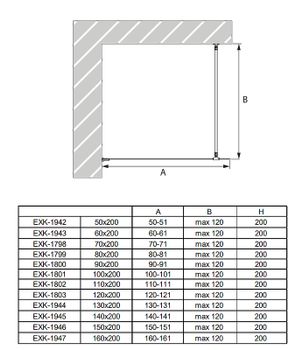Душевая перегородка New Trendy Avexa Black 110 EXK-2052 профиль Черный стекло прозрачное — фото 6, Душевые перегородки