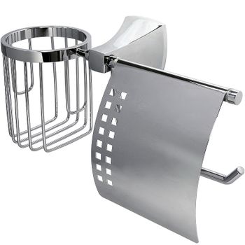 Держатель туалетной бумаги и освежителя воздуха WasserKRAFT Wern K-2559 с крышкой Хром — фото 1, Держатели туалетной бумаги