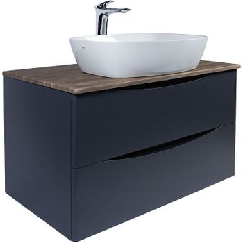 Тумба под раковину Bond Cube 80 T09807 подвесная Серая матовая Дуб — фото 9, Тумбы под раковину