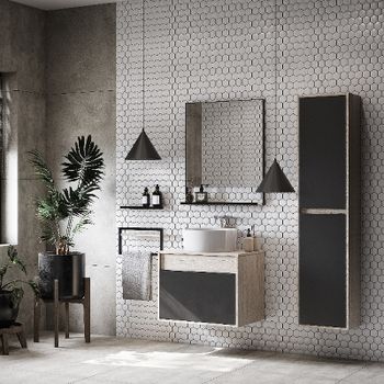 Тумба под раковину Aquaton Лофт Урбан 65 1A254001LQX60 подвесная Cерый графит Дуб орегон — фото 13, Тумбы под раковину